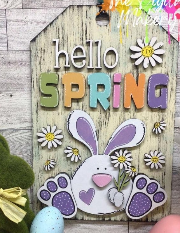 Hello spring door tag