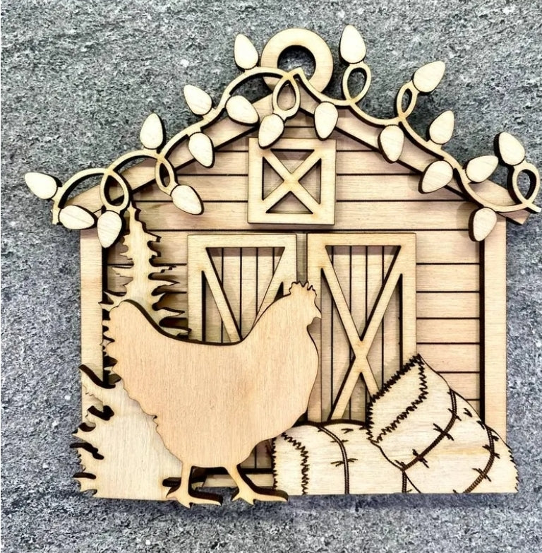Christmas barn ornament