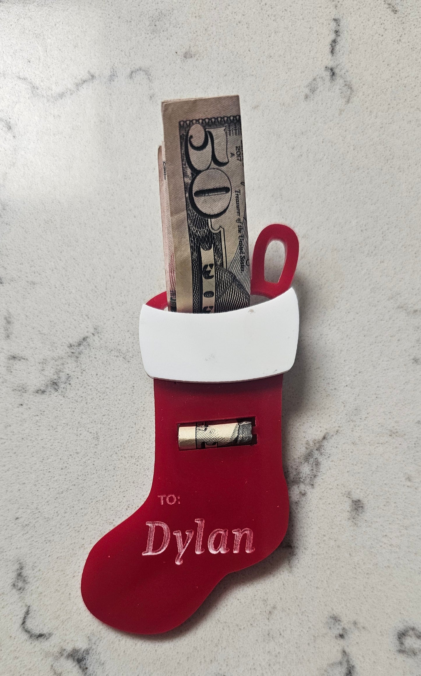 custom stocking money holder