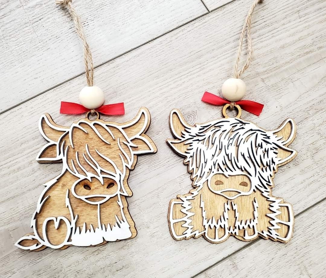 High land cow ornaments - Custard cuts