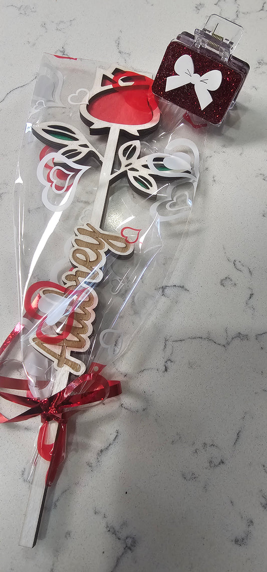 Forever rose and bow claw clip