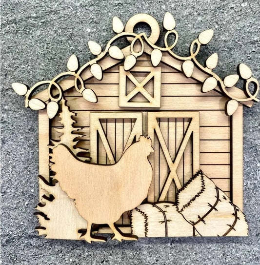 Christmas barn ornament