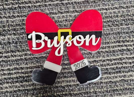 Santa bow ornament