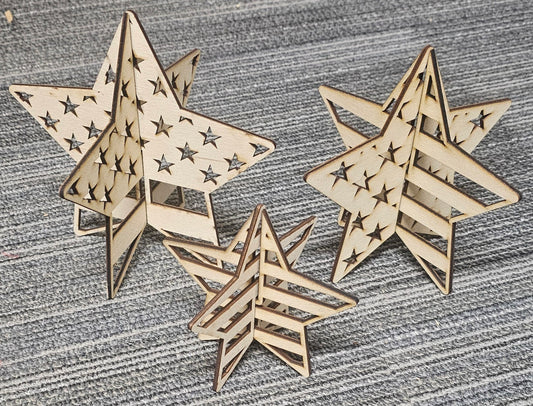 3D stars. ( set of 3)