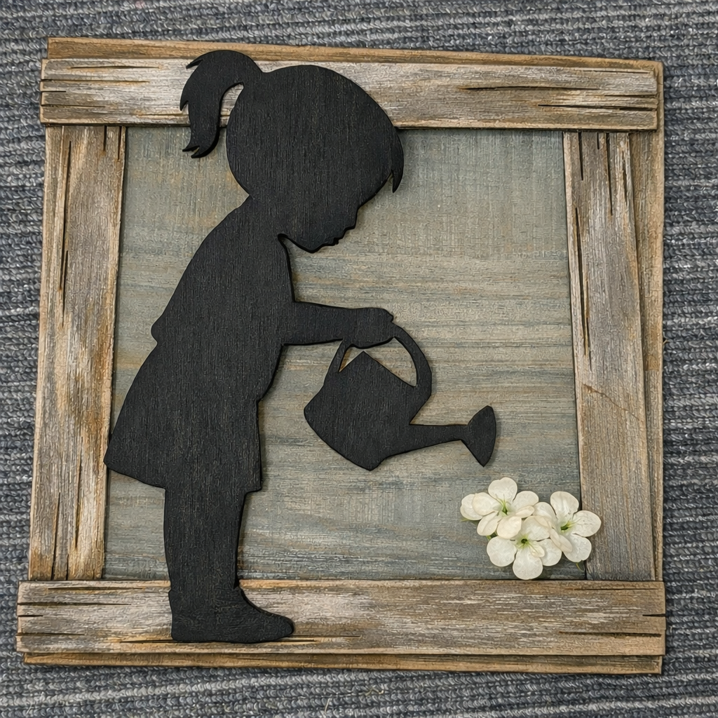 Girl watering flowers